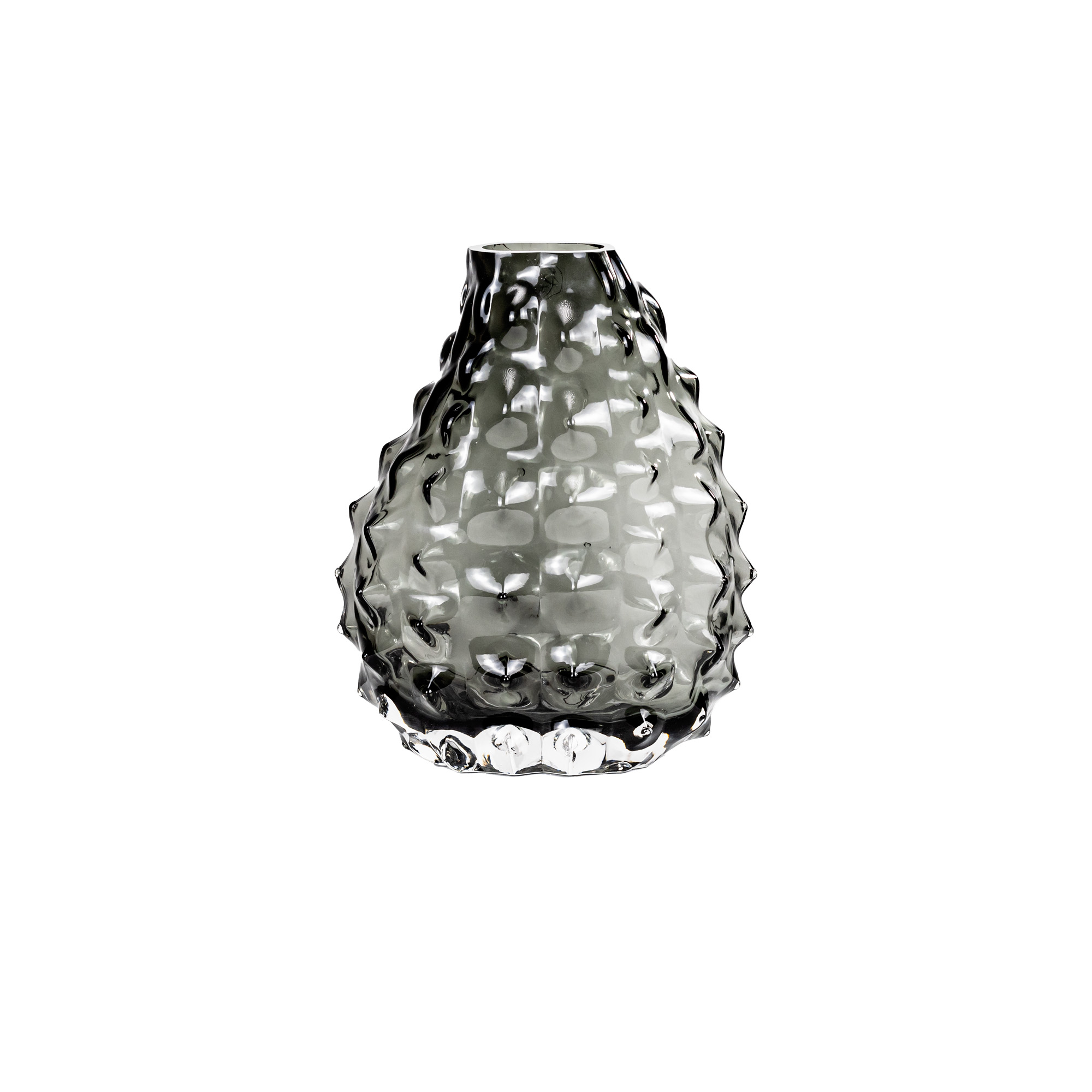 Glass Vase textured Grey